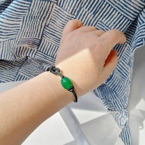 Real jade stone with hand woven braided rope bracelet